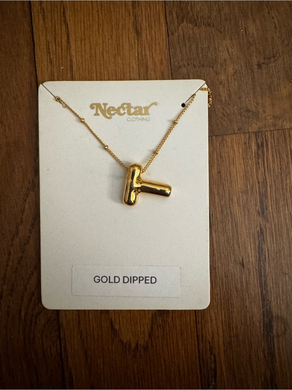 Nectar Gold-Dipped 'T' Initial Pendant Necklace